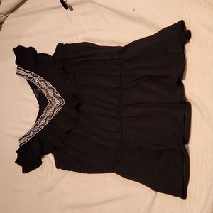 Ruffled shoulder beaded tank blouse